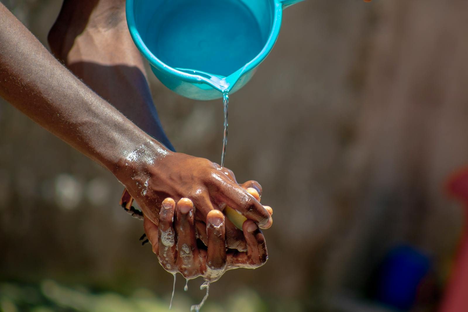 Concentrated soap lather in hands